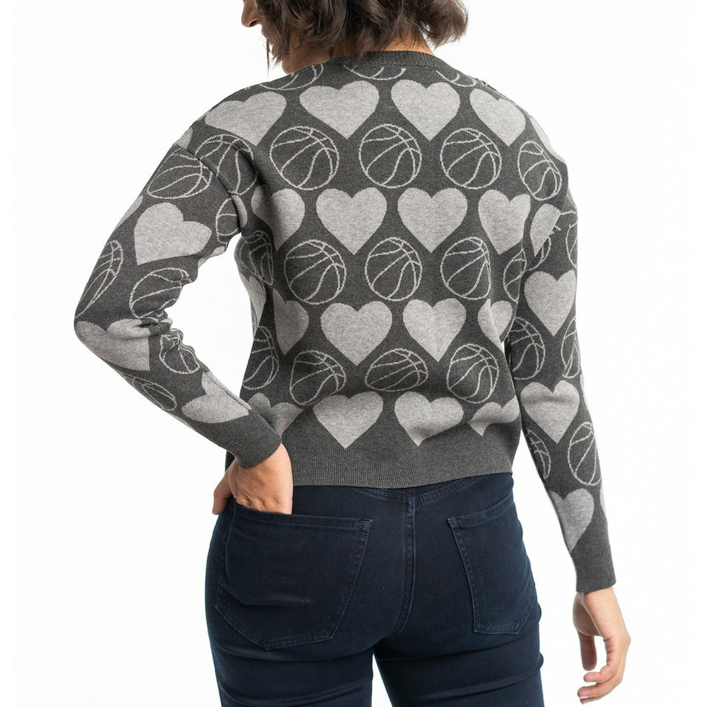 Golden State Warriors Lusso Women's Basketball Love Swarovski Crystal Intarsia Pullover Sweater sale - Charcoal sale