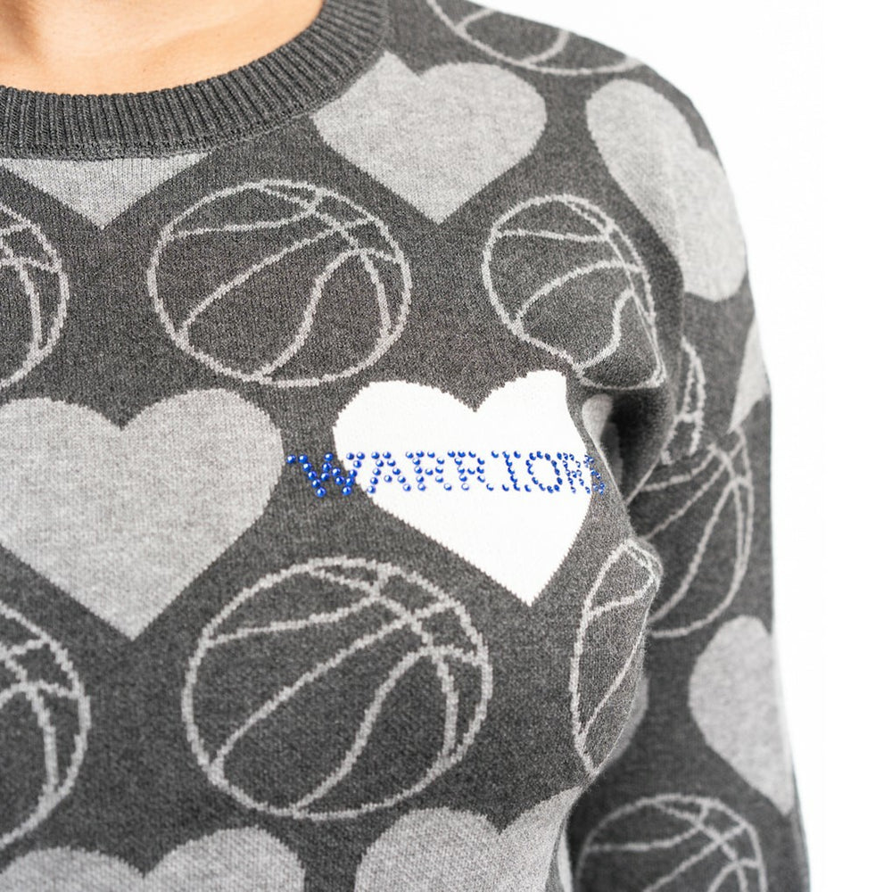 Golden State Warriors Lusso Women's Basketball Love Swarovski Crystal Intarsia Pullover Sweater sale - Charcoal sale