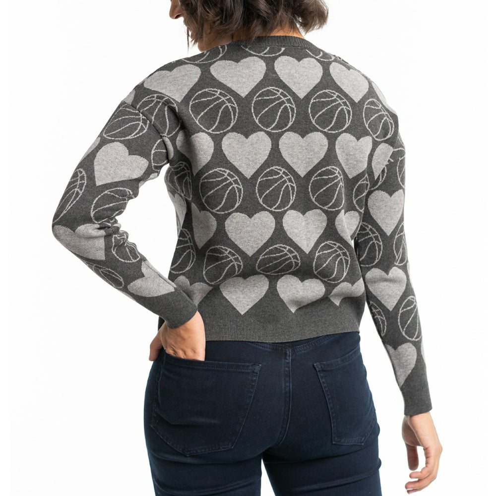 Phoenix Suns Lusso Women's Basketball Love Swarovski Crystal Intarsia Pullover Sweater - Charcoal outlet