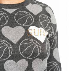 Phoenix Suns Lusso Women's Basketball Love Swarovski Crystal Intarsia Pullover Sweater - Charcoal outlet