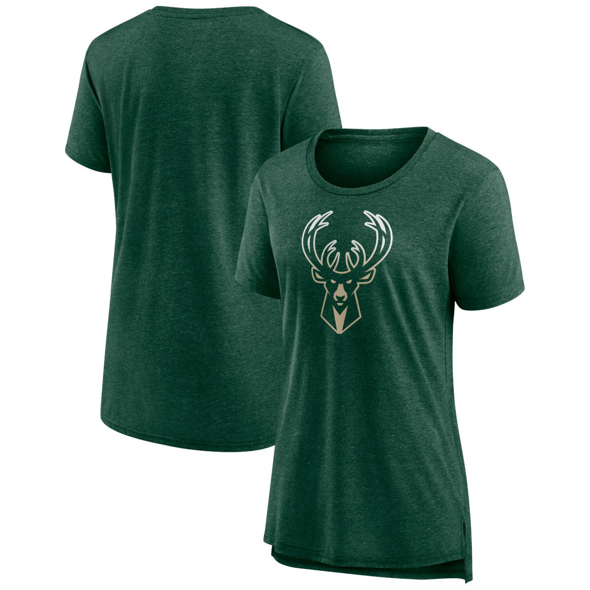 Milwaukee Bucks Women's Gradient Logo Tri-Blend T-Shirt - Heather Hunter Green sale
