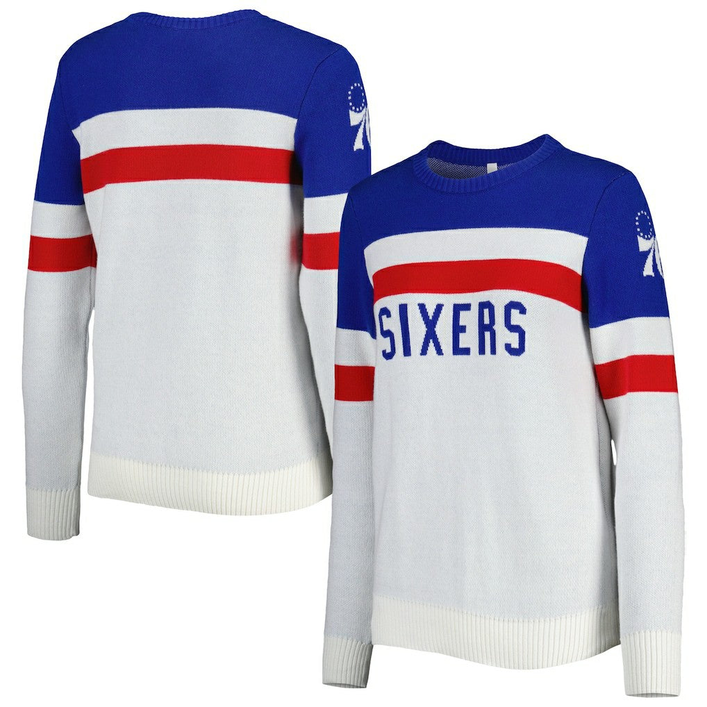 Philadelphia 76ers Lusso Women's Dominique Pullover Sweater - Royal/Cream for sale
