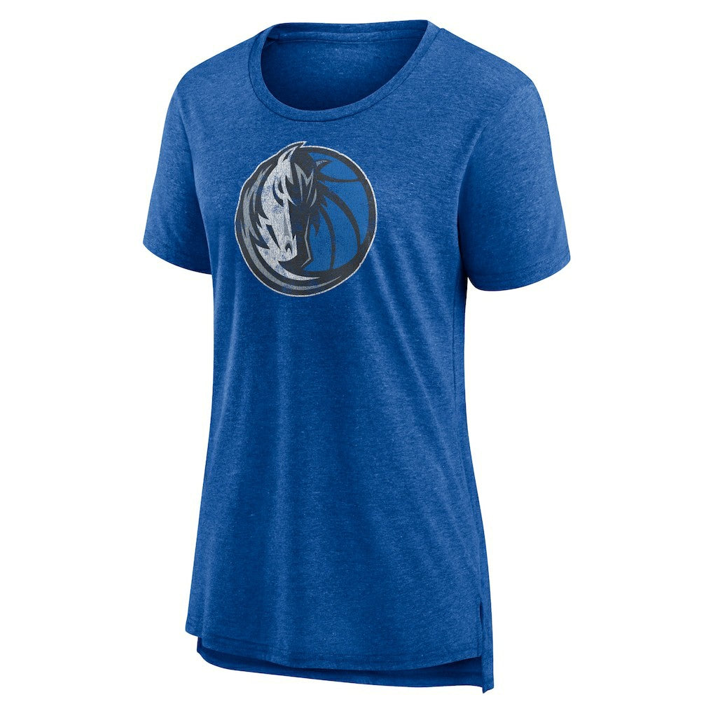 Dallas Mavericks Women's Distressed Logo Tri-Blend T-Shirt sale - Heather Blue online