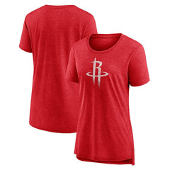 Houston Rockets Women's Distressed Logo Tri-Blend T-Shirt - Heather Red shop