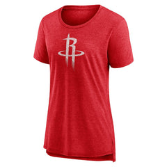 Houston Rockets Women's Distressed Logo Tri-Blend T-Shirt - Heather Red shop