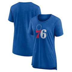 Philadelphia 76ers Women's Distressed Logo Tri-Blend T-Shirt - Heather Royal shop