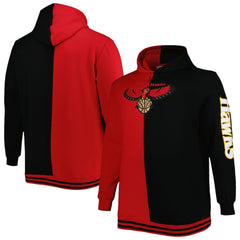 Atlanta Hawks Hardwood Classics Big & Tall Hardwood Classics Split Pullover Hoodie - Red/Black | Mitchell & Ness cheap