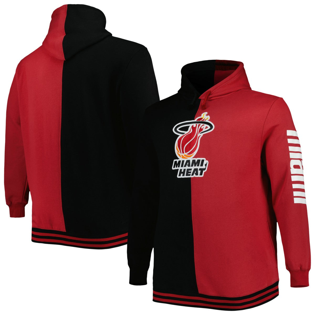Miami Heat Hardwood Classics Big & Tall Hardwood Classics Split Pullover Hoodie - Black/Red | Mitchell & Ness sale
