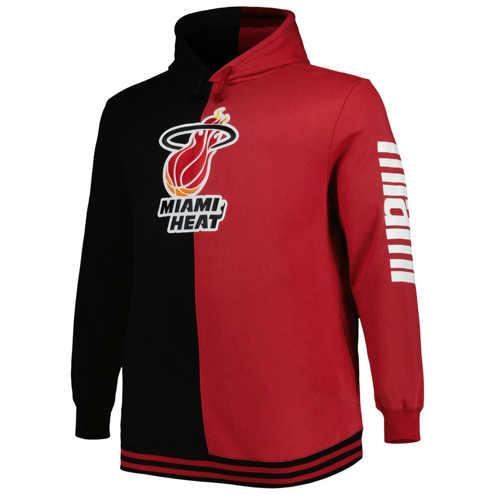 Miami Heat Hardwood Classics Big & Tall Hardwood Classics Split Pullover Hoodie - Black/Red | Mitchell & Ness sale