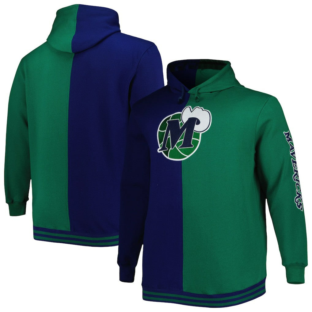 Dallas Mavericks Hardwood Classics Big & Tall Hardwood Classics Split Pullover Hoodie sale - Navy/Green | Mitchell & Ness online