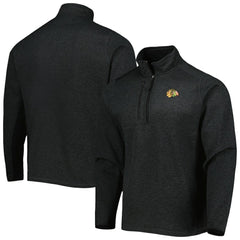 Chicago Blackhawks Antigua Course Quarter-Zip Jacket Heathered Black