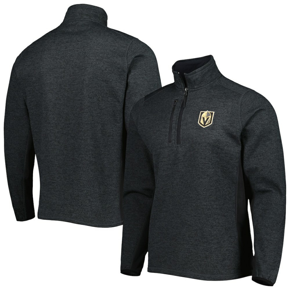 Vegas Golden Knights Antigua Course Quarter-Zip Jacket Heathered Black