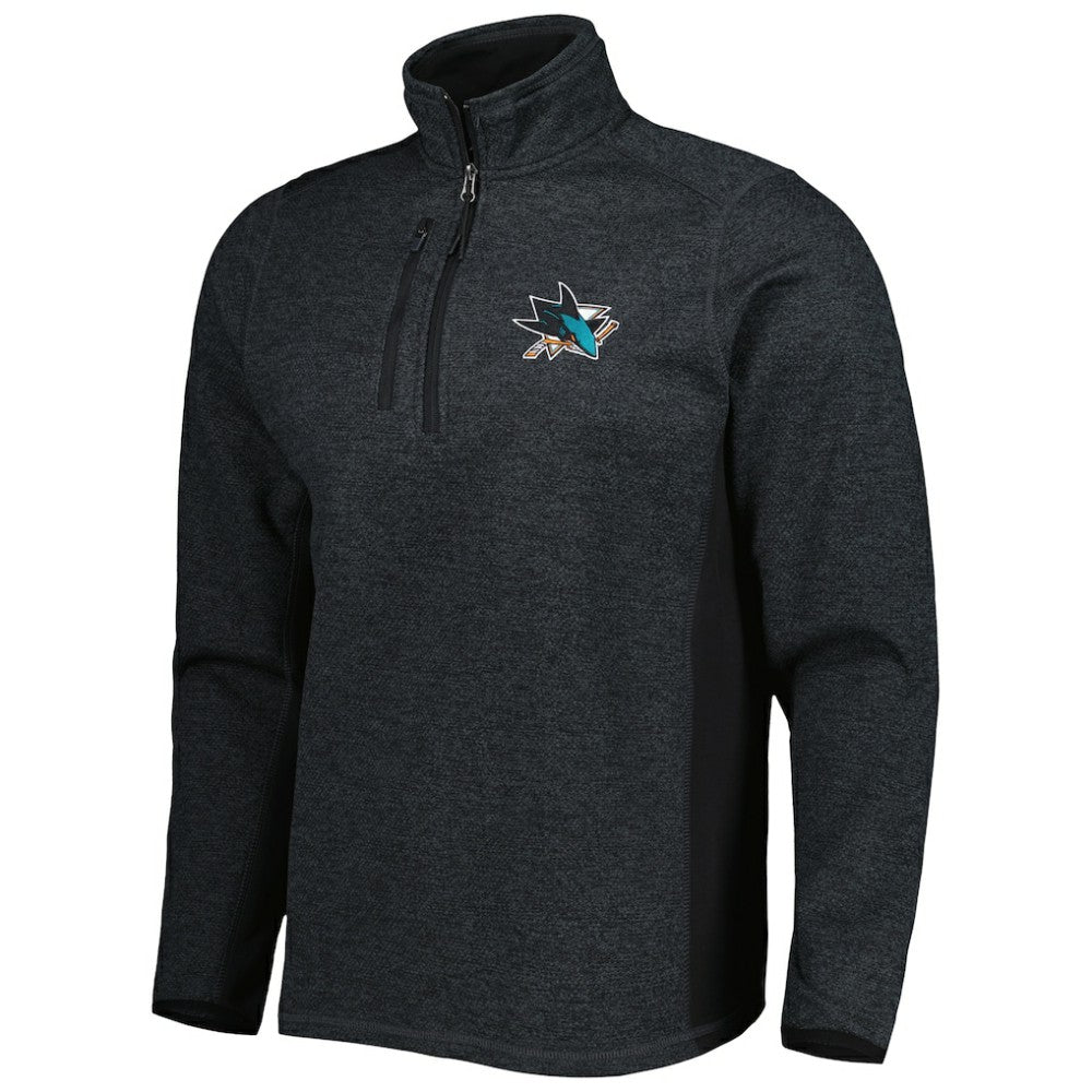 San Jose Sharks Antigua Course Quarter-Zip Jacket Heathered Black