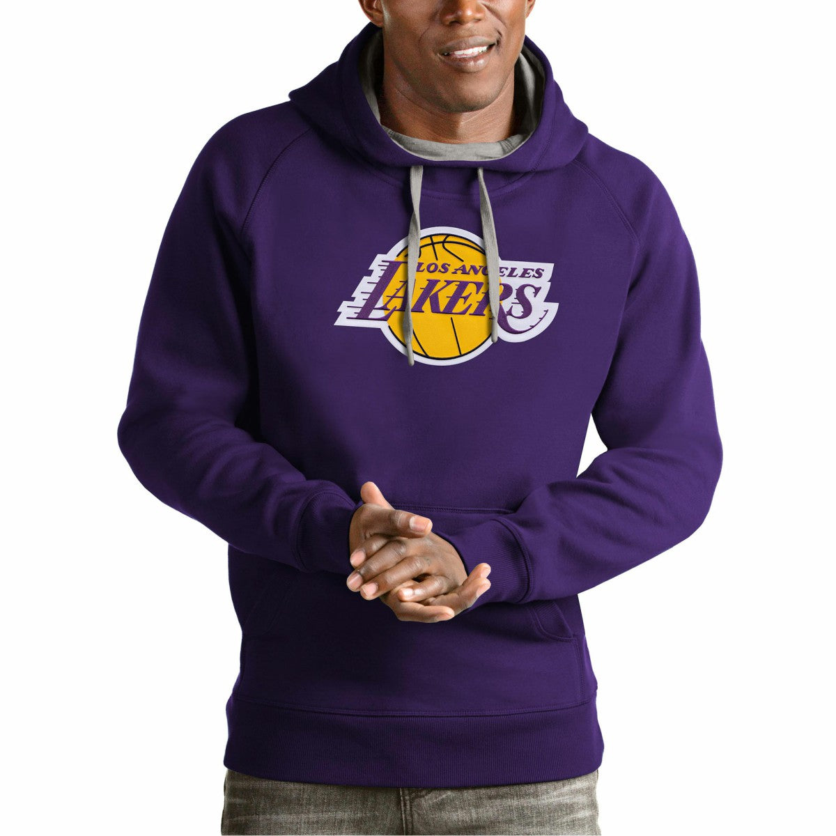 Los Angeles Lakers Antigua Team Logo Victory Pullover Hoodie - Purple outlet