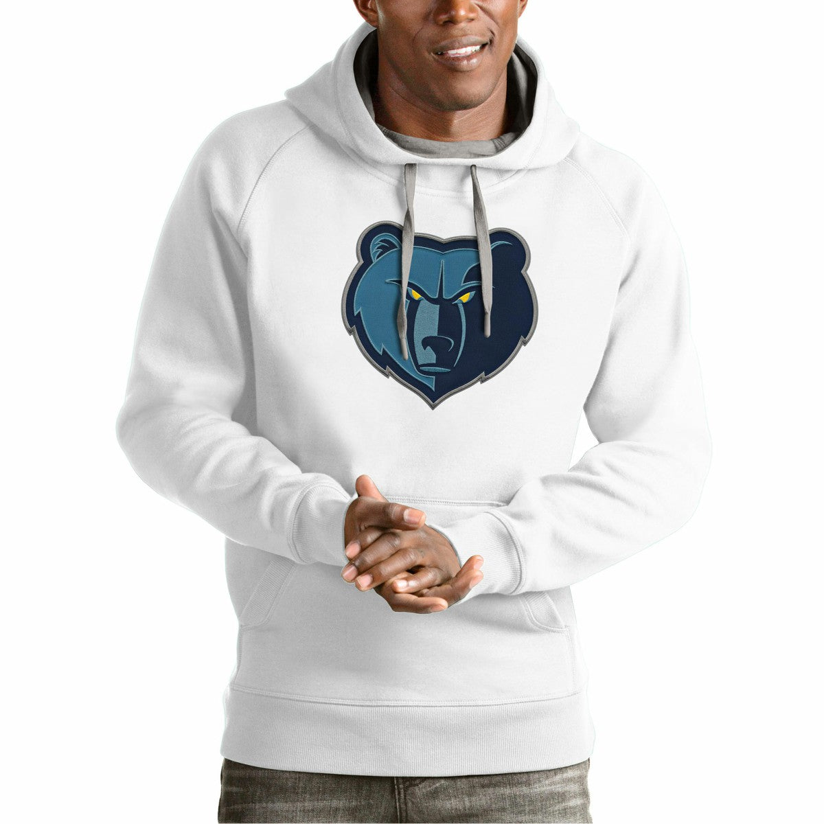 Memphis Grizzlies Antigua Team Logo Victory Pullover Hoodie - White on sale