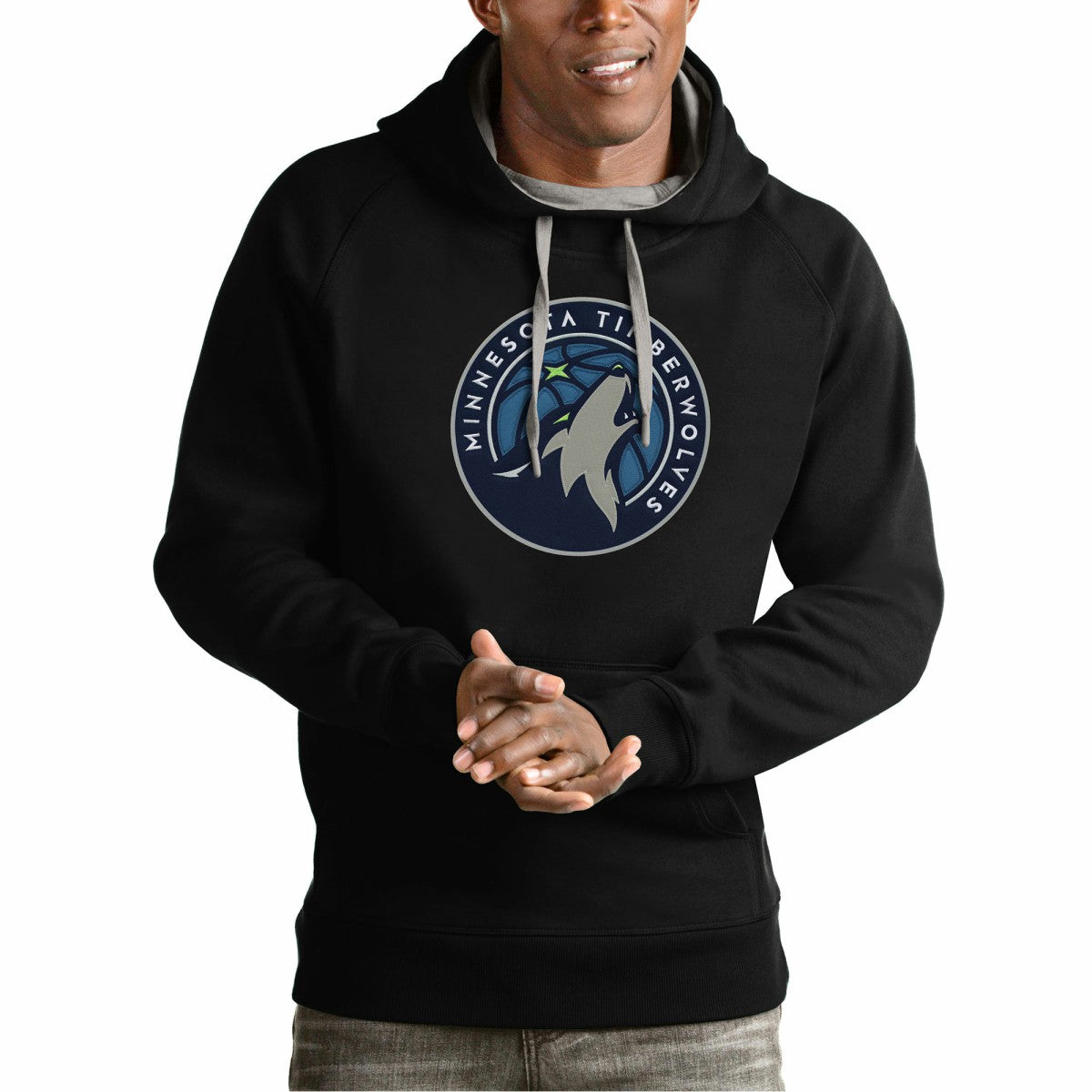 Minnesota Timberwolves Antigua Team Logo Victory Pullover Hoodie - Black on sale