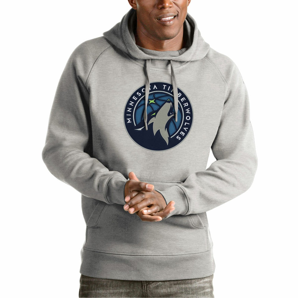 Minnesota Timberwolves Antigua Team Logo Victory Pullover Hoodie - Heather Gray discount