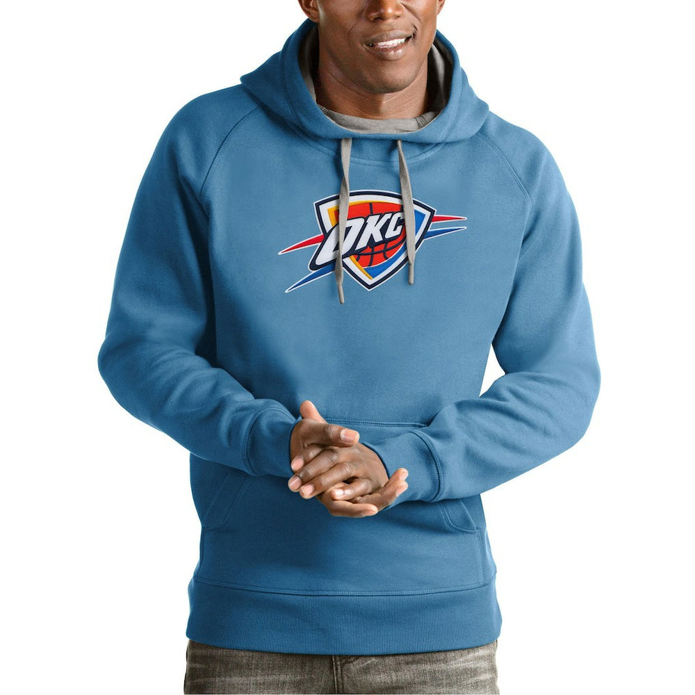 Oklahoma City Thunder Antigua Team Logo Victory Pullover Hoodie - Light Blue shop