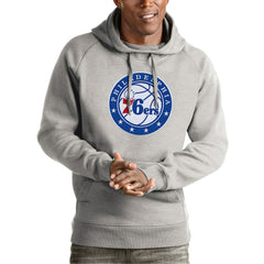 Philadelphia 76ers Antigua Team Logo Victory Pullover Hoodie - Heather Gray on sale