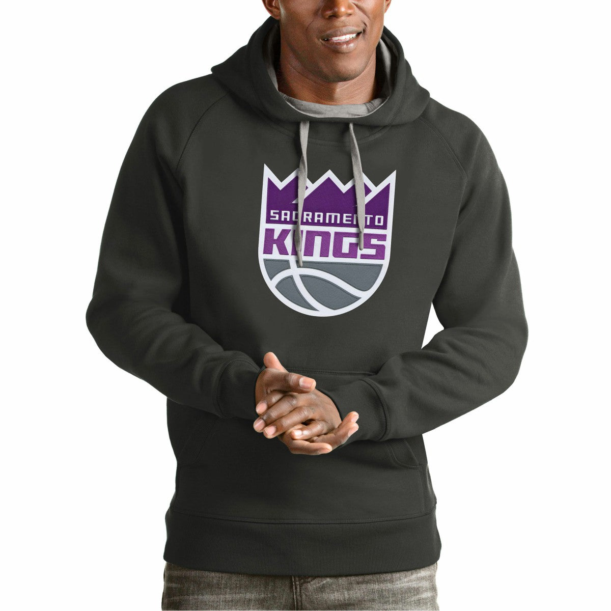 Sacramento Kings Antigua Team Logo Victory Pullover Hoodie - Charcoal discount