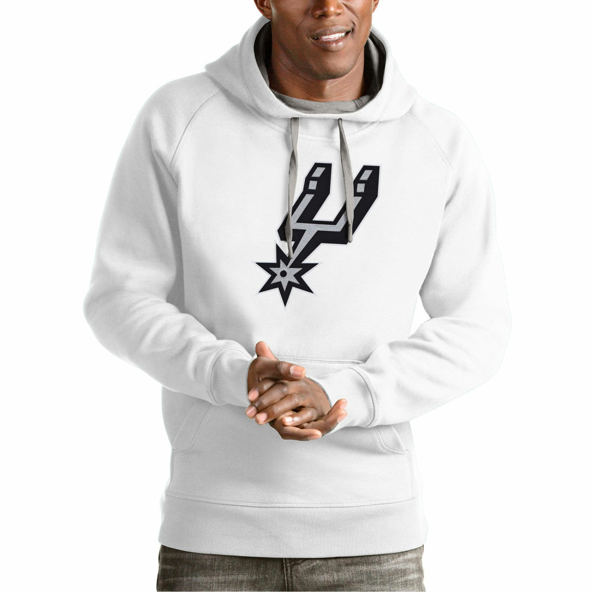 San Antonio Spurs Antigua Team Logo Victory Pullover Hoodie - White discount