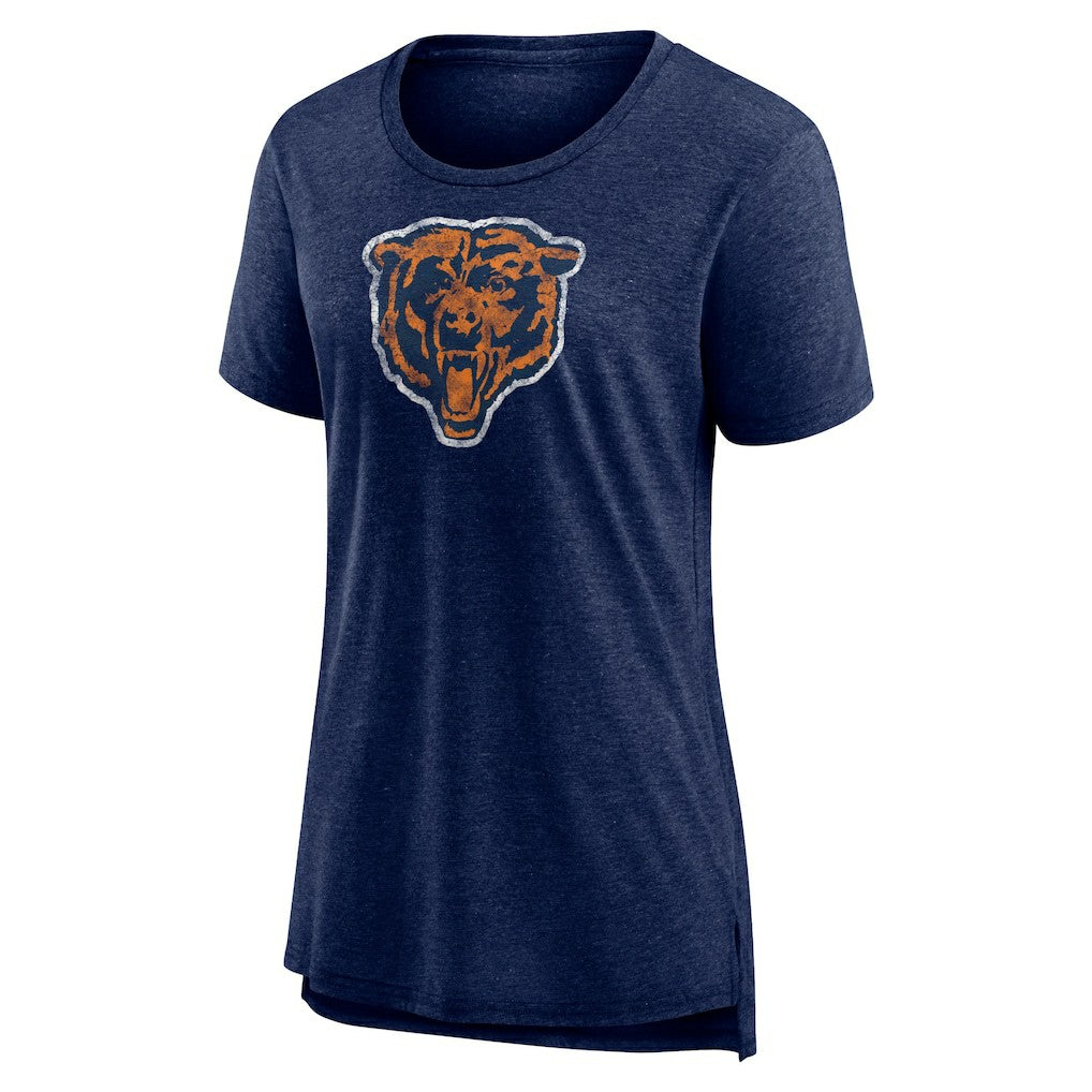 Chicago Bears Women's Throwback Team Logo Tri-Blend T-Shirt - Heather Navy sale
