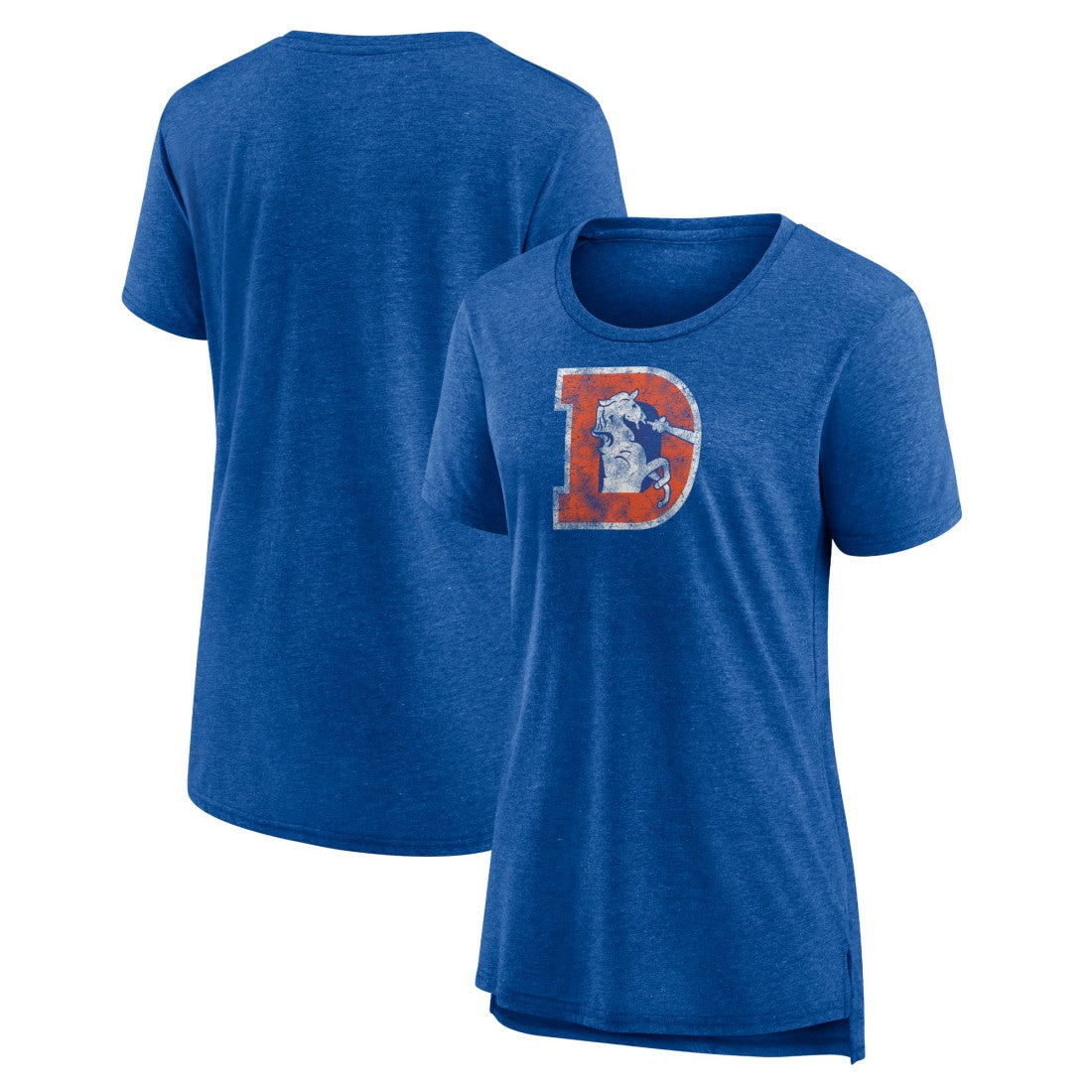 Denver Broncos Women's Throwback Team Logo Tri-Blend T-Shirt - Heather Royal cheap