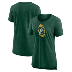 Green Bay Packers Women's Throwback Team Logo Tri-Blend T-Shirt - Heather Green for sale