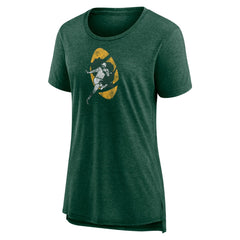 Green Bay Packers Women's Throwback Team Logo Tri-Blend T-Shirt - Heather Green for sale