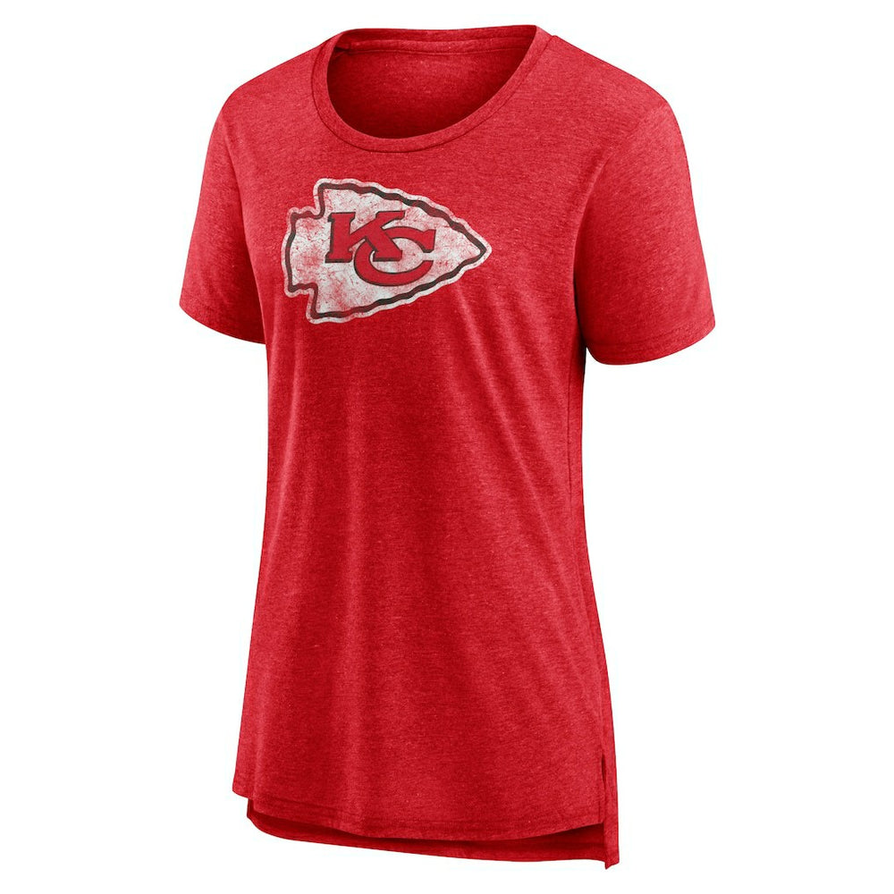 Kansas City Chiefs Women's Throwback Team Logo Tri-Blend T-Shirt - Heather Red outlet