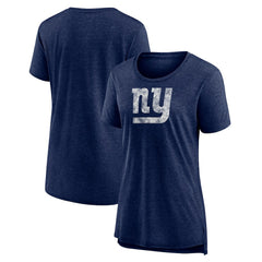 New York Giants Women's Throwback Team Logo Tri-Blend T-Shirt - Heather Navy discount