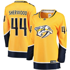 Kiefer Sherwood Nashville Predators Fanatics Women's Home Breakaway Player Jersey Gold