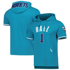 LaMelo Ball Charlotte Hornets Pro Standard Name & Number Short Sleeve Pullover Hoodie - Teal sale