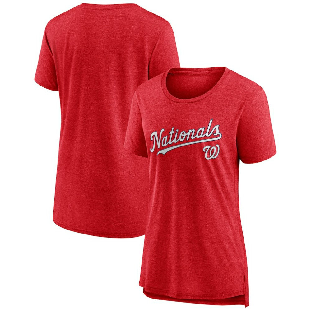 Washington Nationals Women's Official Wordmark Tri-Blend T-Shirt - Heather Red