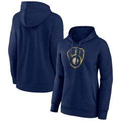 Milwaukee Brewers Women's Distressed Team Pullover Hoodie - Navy