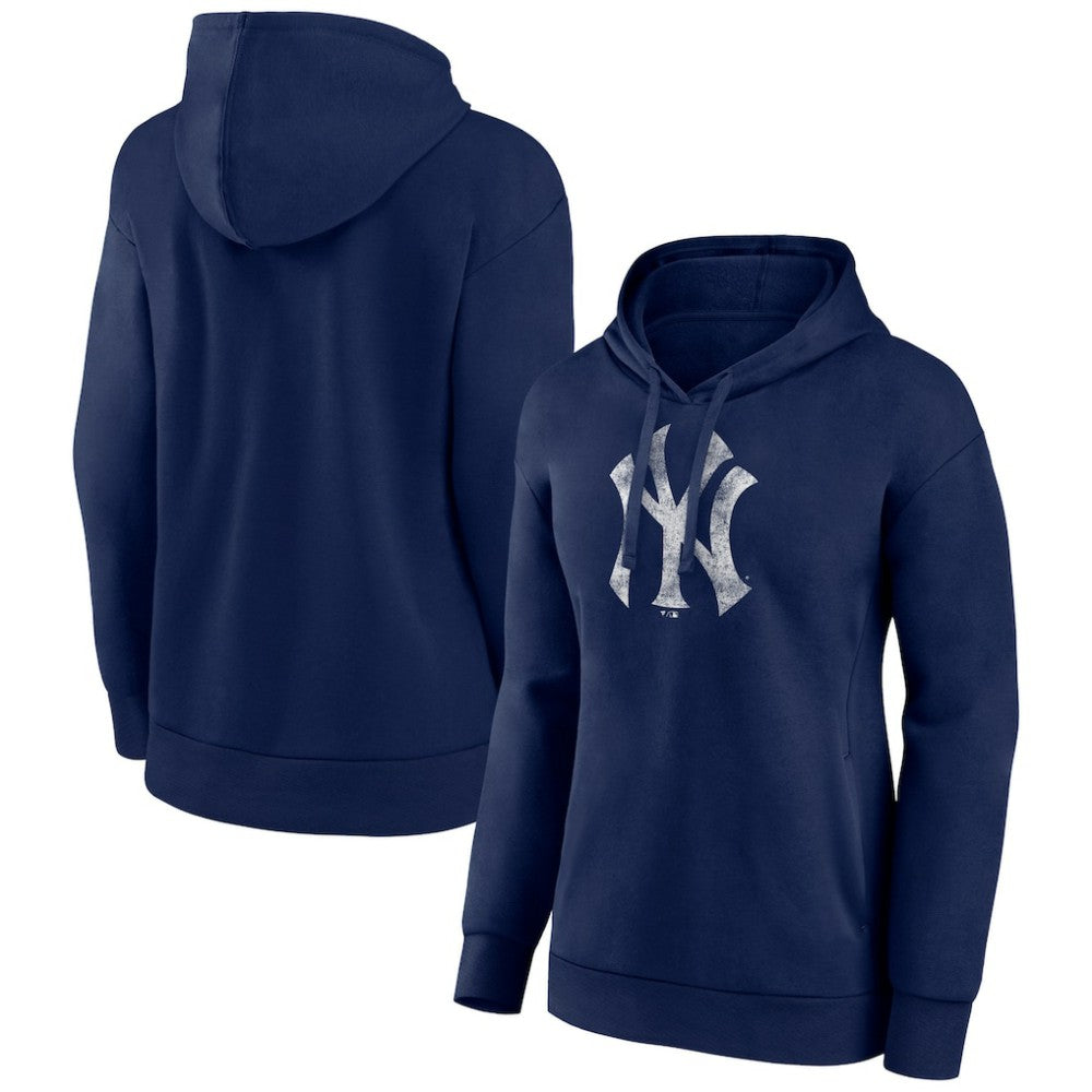 New York Yankees Women's Distressed Team Pullover Hoodie - Navy