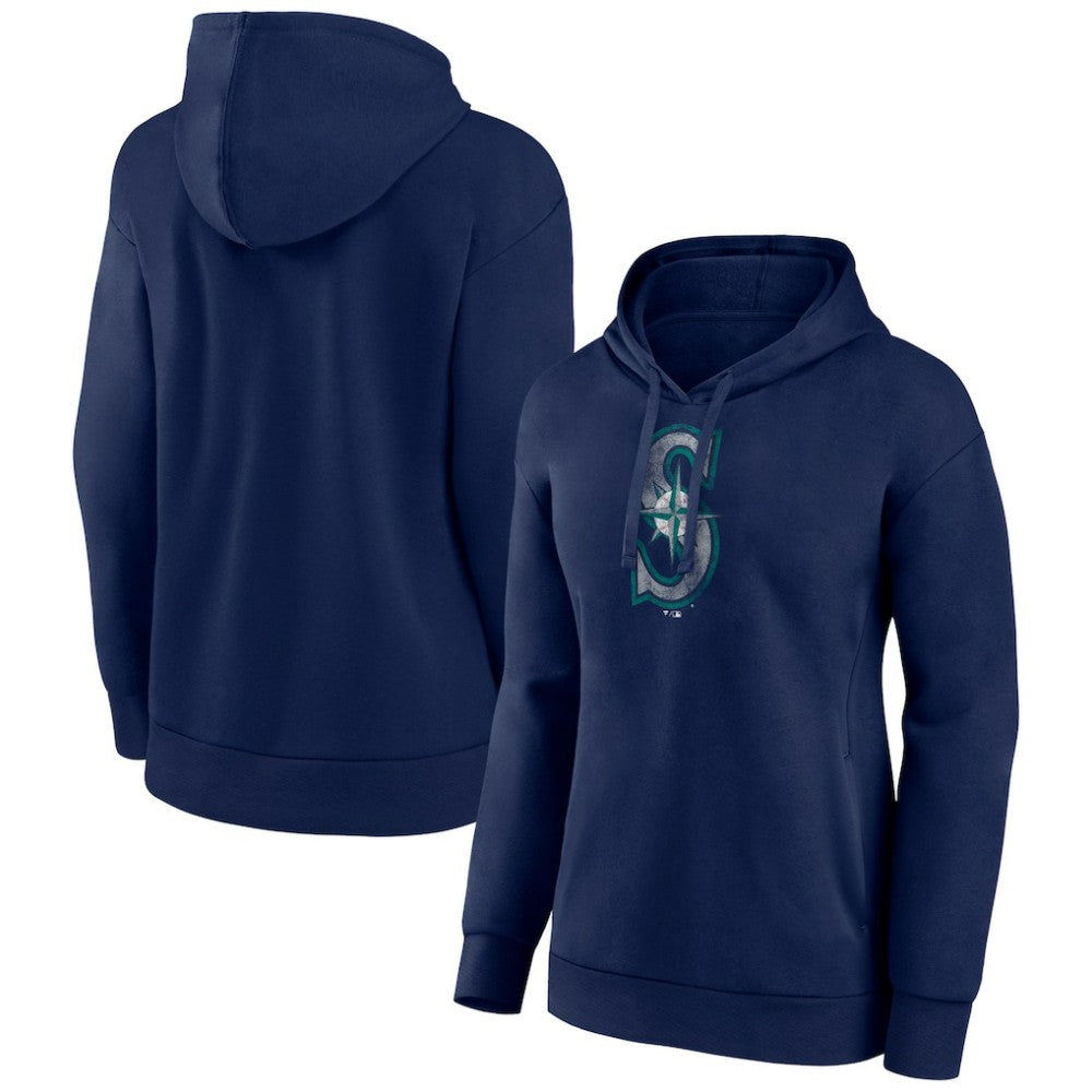 Seattle Mariners Women's Distressed Team Pullover Hoodie - Navy