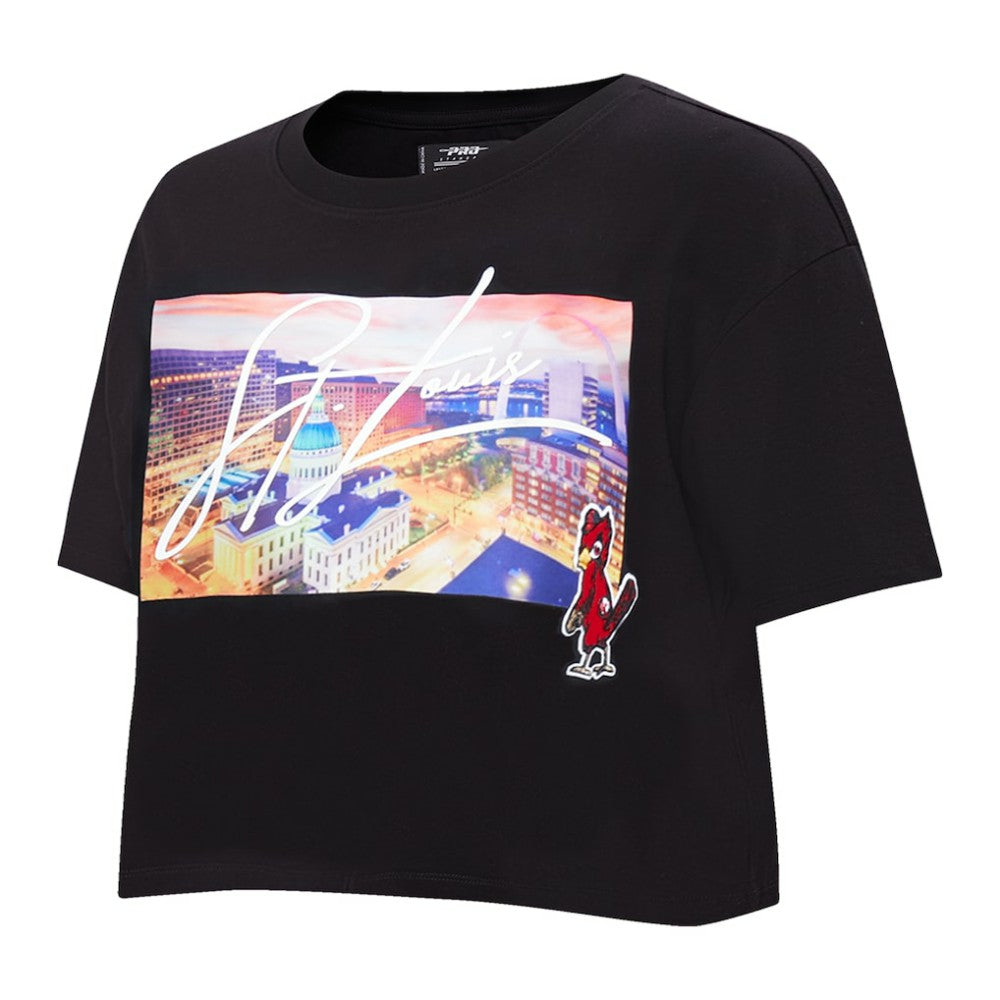 St. Louis Cardinals Pro Standard Women's Cityscape Boxy T-Shirt - Black