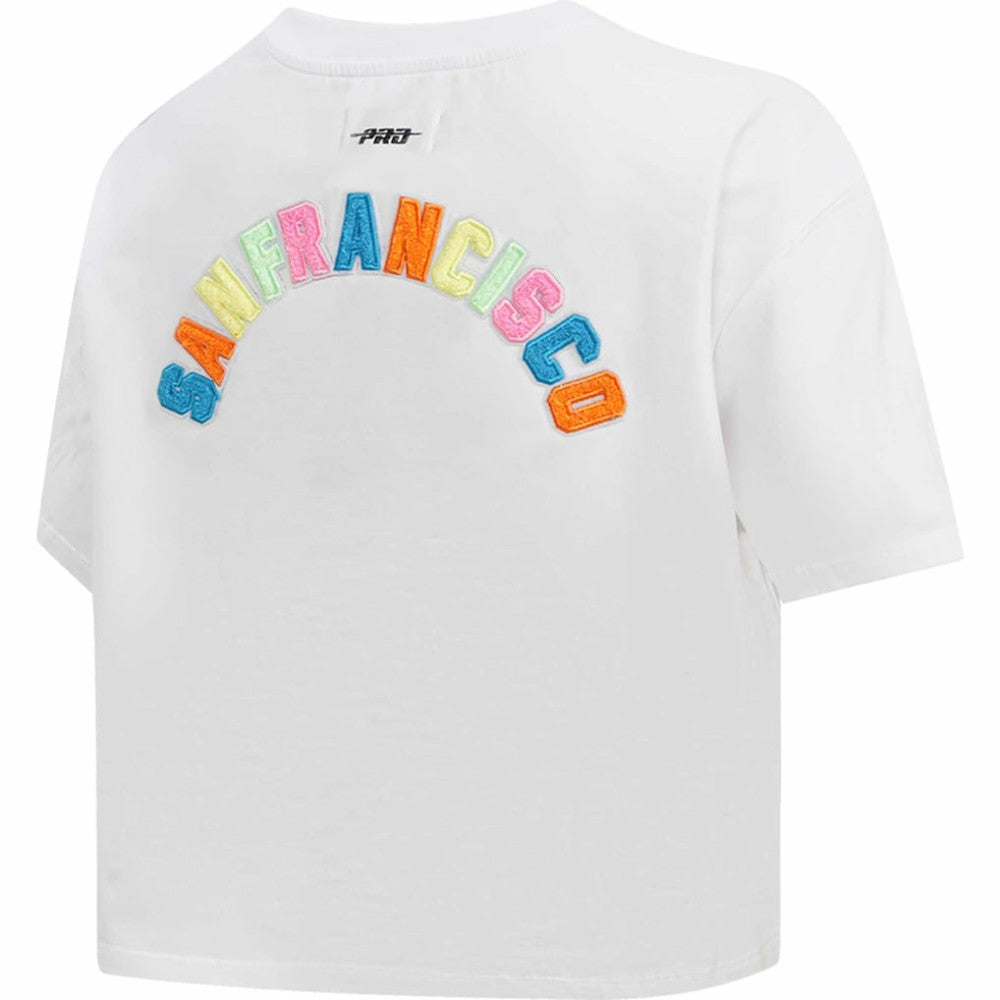 San Francisco Giants Pro Standard Women's Washed Neon Cropped Boxy T-Shirt - White