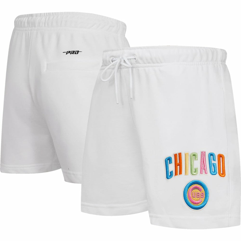Chicago Cubs Pro Standard Women's Washed Neon Shorts - White