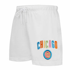Chicago Cubs Pro Standard Women's Washed Neon Shorts - White