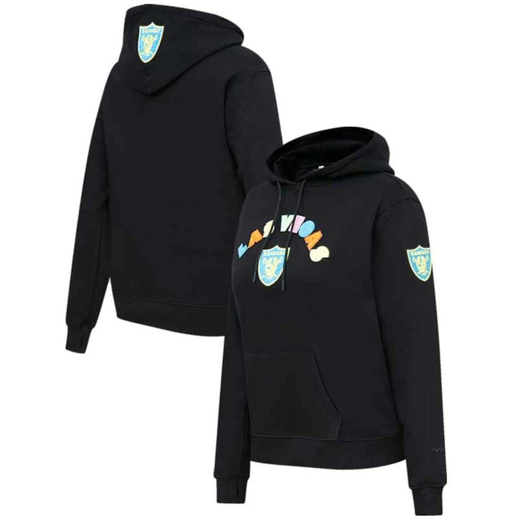 Las Vegas Raiders Pro Standard Women's Neon Fleece Pullover Hoodie - Black for sale
