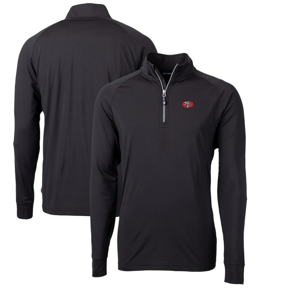 San Francisco 49ers Cutter & Buck Adapt Eco Knit Stretch Recycled Big & Tall Quarter-Zip Throwback Pullover Top - Black cheap