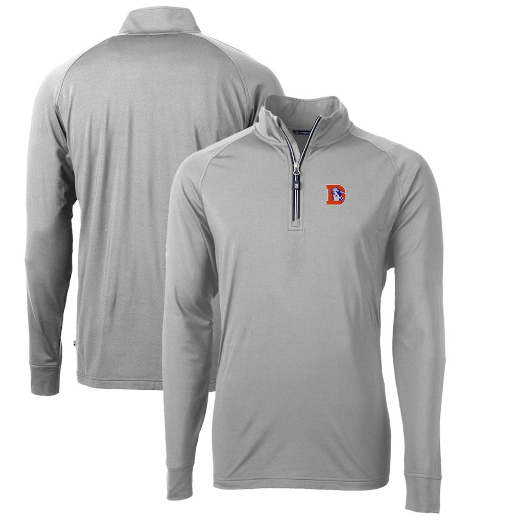 Denver Broncos Cutter & Buck Adapt Eco Knit Stretch Recycled Big & Tall Quarter-Zip Throwback Pullover Top - Gray on sale