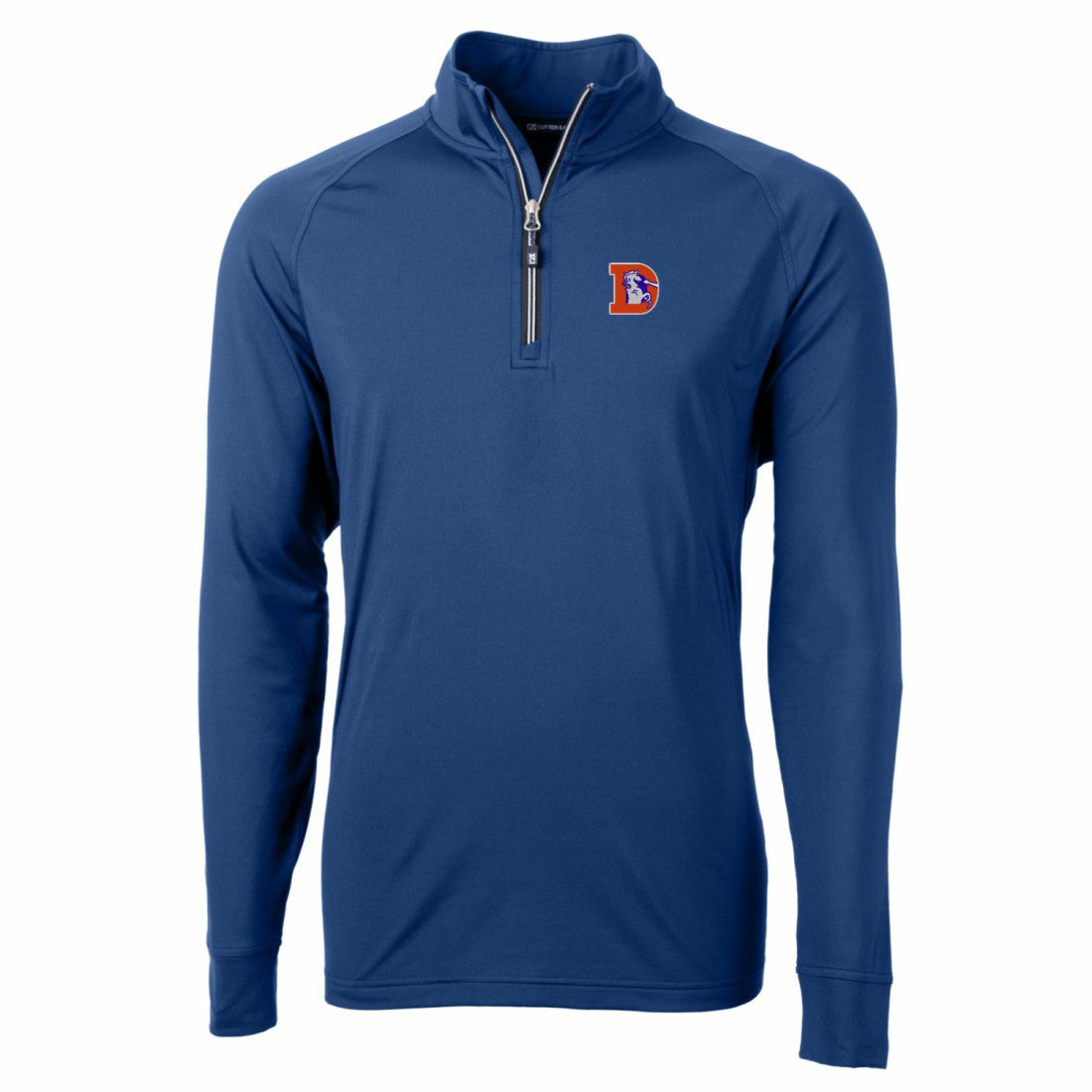 Denver Broncos Cutter & Buck Adapt Eco Knit Stretch Recycled Big & Tall Quarter-Zip Throwback Pullover Top - Royal discount