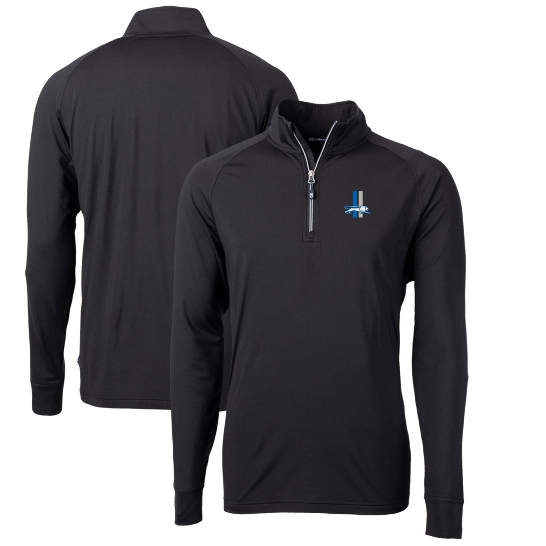 Detroit Lions Cutter & Buck Adapt Eco Knit Stretch Recycled Big & Tall Quarter-Zip Throwback Pullover Top - Black on sale