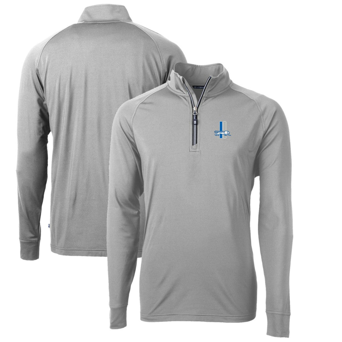 Detroit Lions Cutter & Buck Adapt Eco Knit Stretch Recycled Big & Tall Quarter-Zip Throwback Pullover Top - Gray for sale