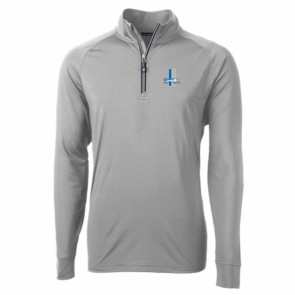 Detroit Lions Cutter & Buck Adapt Eco Knit Stretch Recycled Big & Tall Quarter-Zip Throwback Pullover Top - Gray for sale
