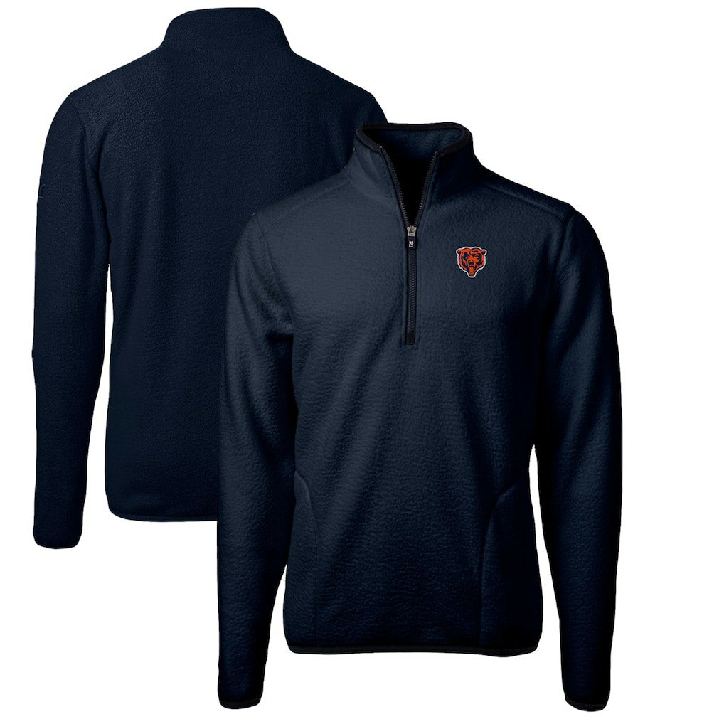 Chicago Bears Cutter & Buck Cascade Eco Sherpa Fleece Big & Tall Quarter-Zip Throwback Jacket - Navy cheap