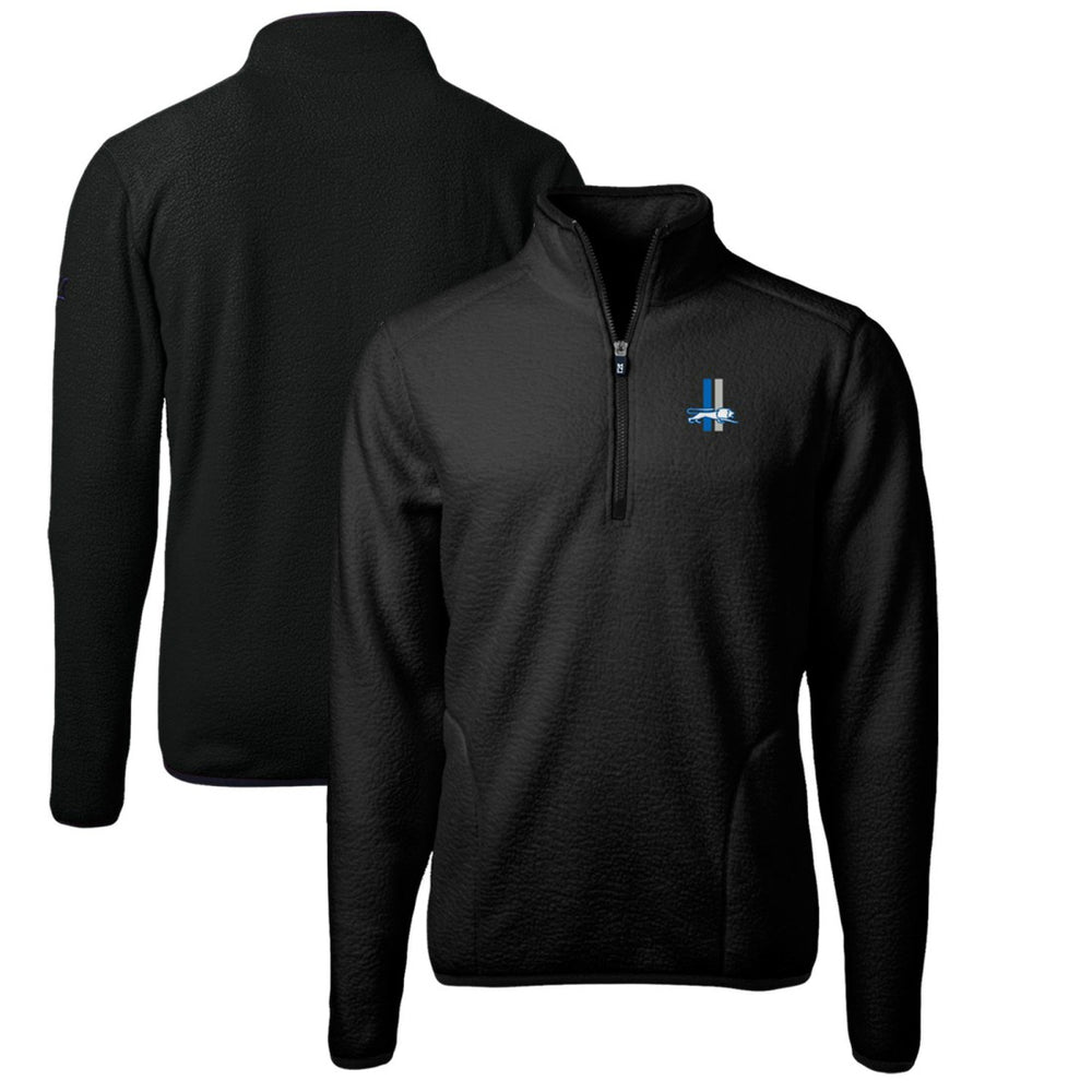 Detroit Lions Cutter & Buck Cascade Eco Sherpa Fleece Big & Tall Quarter-Zip Throwback Jacket - Black discount